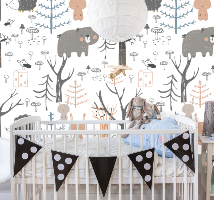 Forest animals theme wall mural nursery - TenStickers