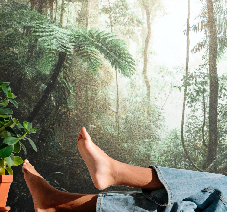 Forest wall mural lush jungle calm - TenStickers