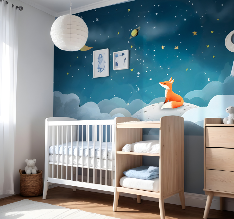 Fox on the sky wall mural nursery - TenStickers