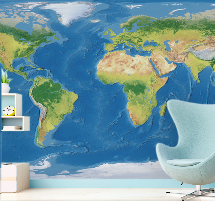 Geographic realistic world map 3D Wall Mural - TenStickers