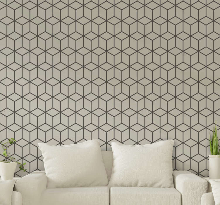 Geometric Cube Arrangement wall mural pattern - TenStickers
