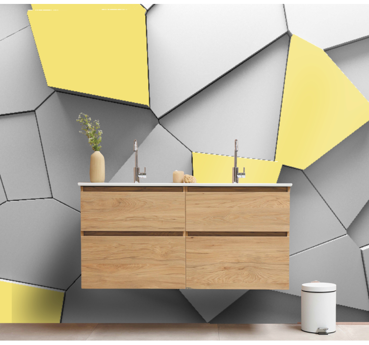 Geometric yellow panels 3d mural wallpaper - TenStickers