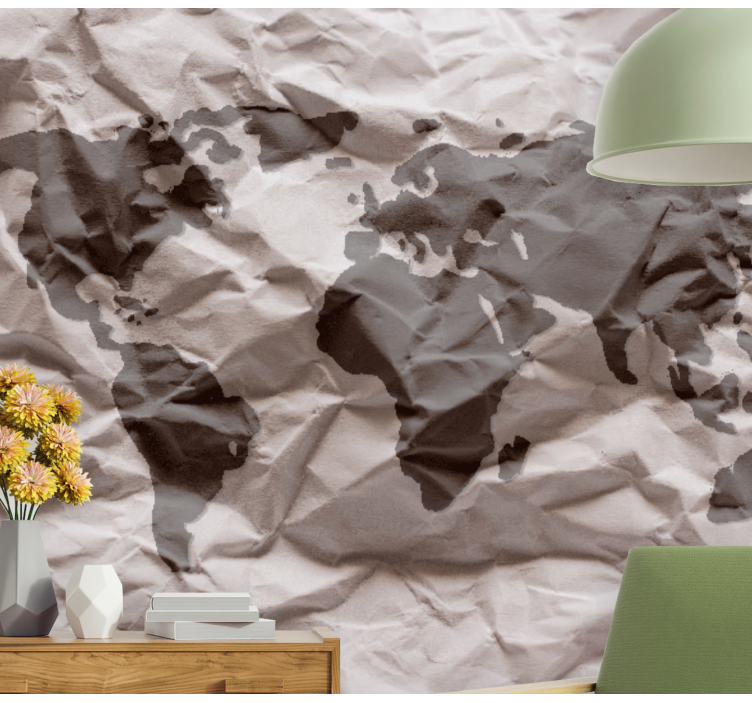 Geographical World Sketch wall mural world map - TenStickers