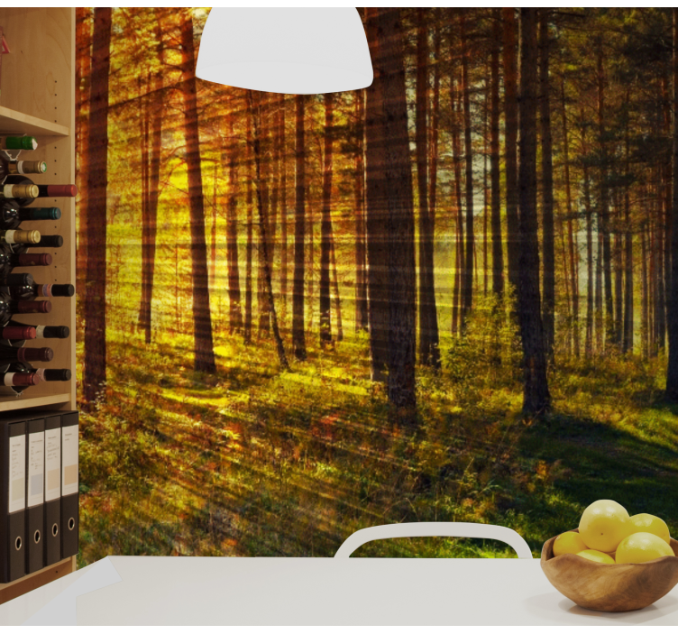 Golden Forest Path nature wall mural - TenStickers