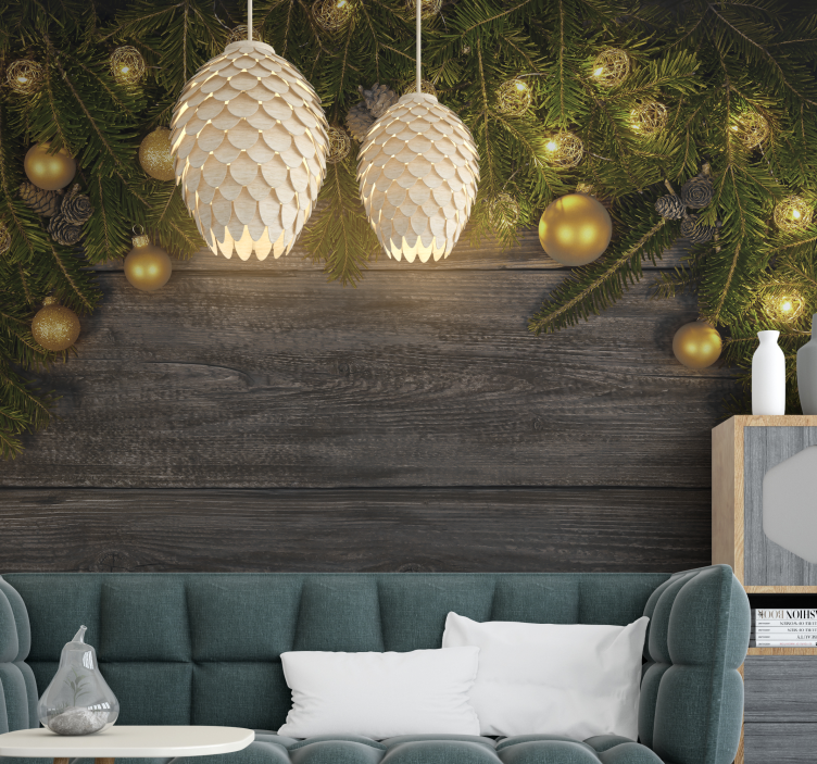 Golden Holiday Elegance wall mural christmas - TenStickers