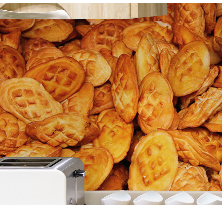 Golden pastries delight kitchen wall mural - TenStickers