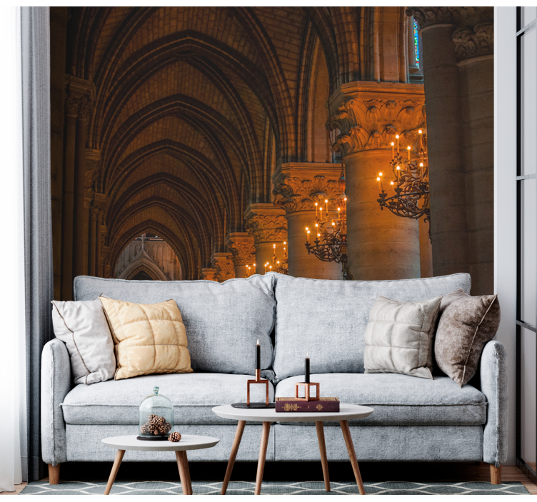 Gothic Archways with Chandelier wall mural classic art - TenStickers
