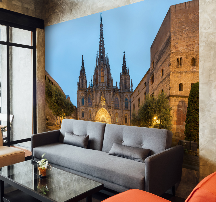 Gothic Cathedral Night wall mural barcelona - TenStickers