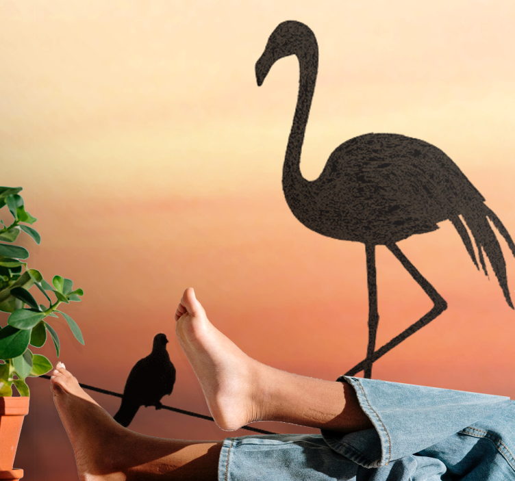 Graceful Flamingo Sunset wall mural animals - TenStickers