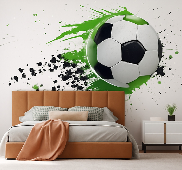 Green football ball murals for teenage bedrooms - TenStickers