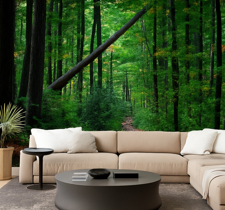 Green forest design wall mural jungle - TenStickers