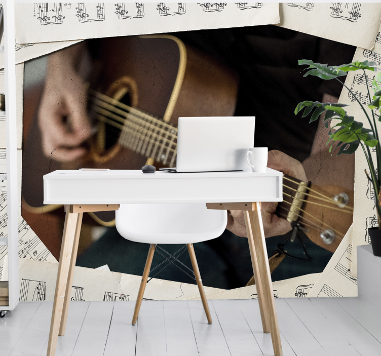 Guitar and sheet music murals for teenage bedrooms - TenStickers
