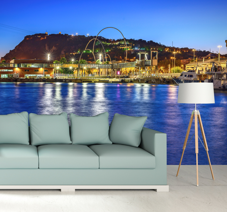 Harborside Evening Lights wall mural barcelona - TenStickers