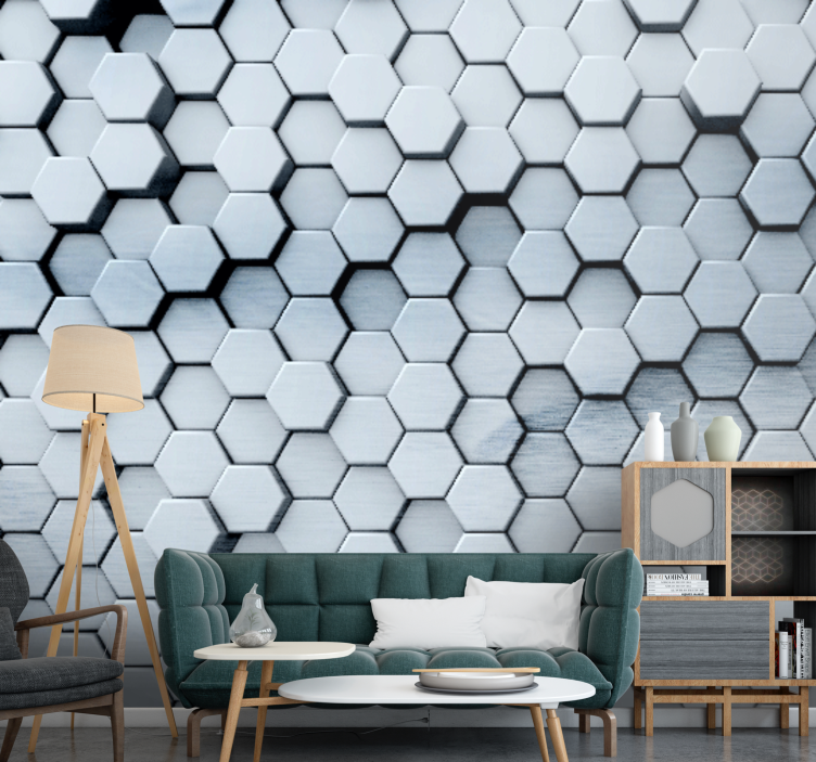 Hexagon Motif Arrangement wall mural pattern - TenStickers