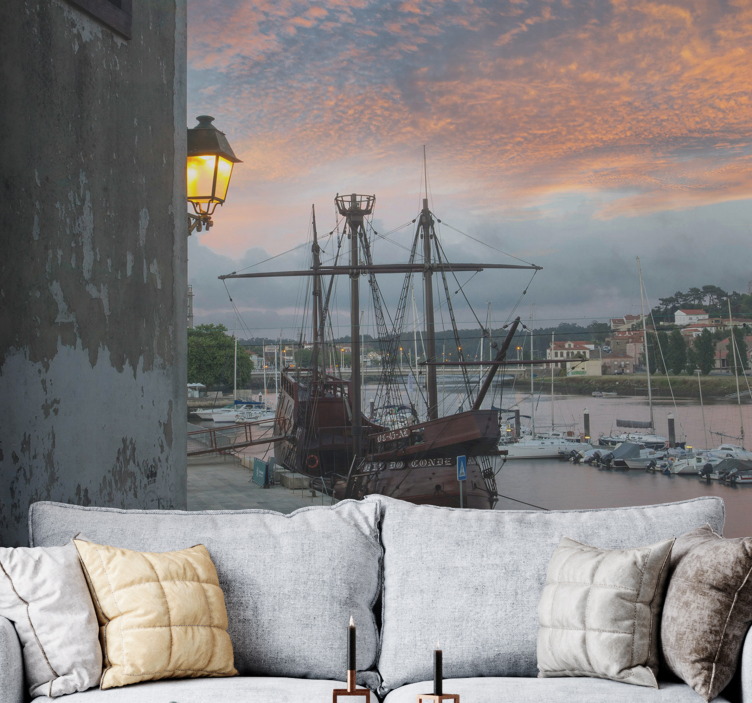 Historic Ship Harbor wall mural city - TenStickers