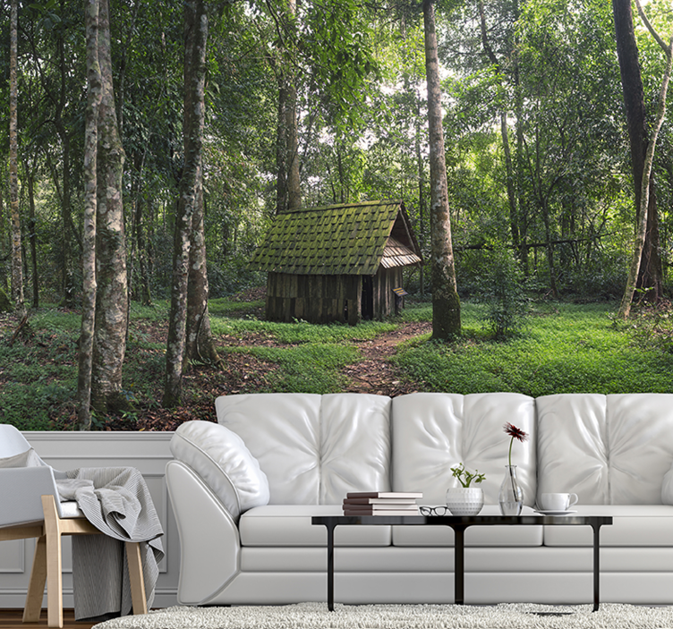 House in Middle of Forest photo wallmural - TenStickers