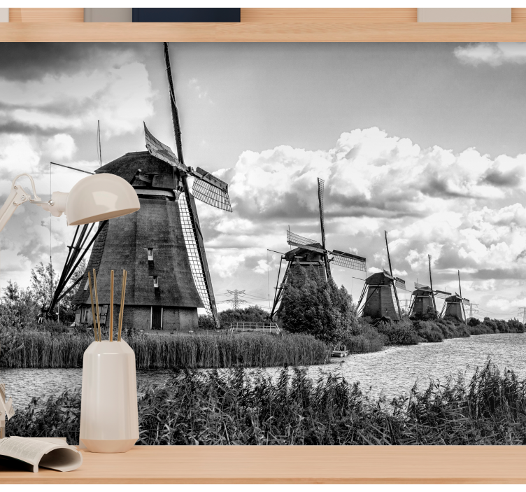 Iconic Dutch Windmills wall mural Amsterdam - TenStickers