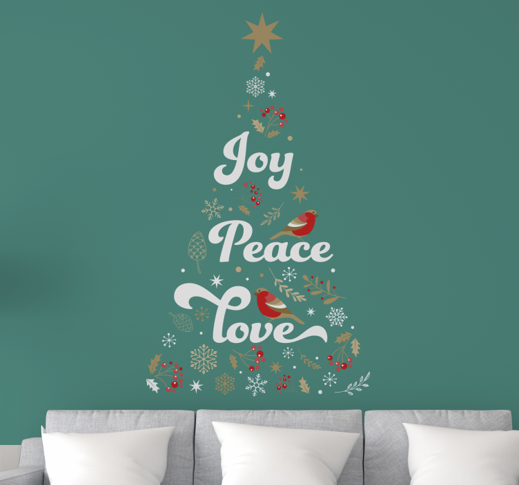 Joy Peace Love wall mural christmas - TenStickers