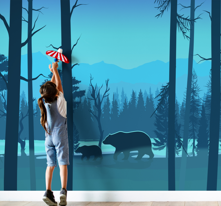 Kids mountains and bears wall mural - TenStickers
