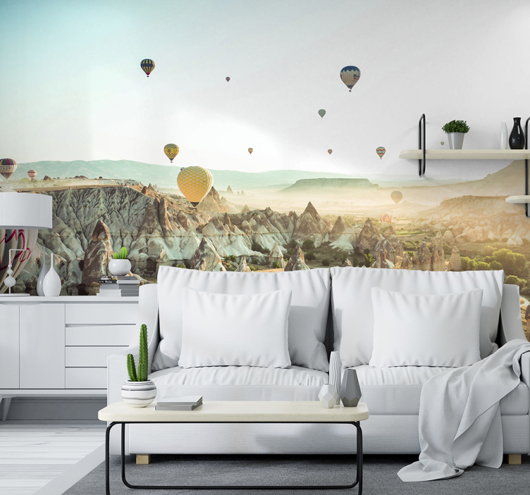 Landscape wall mural inflatable airships - TenStickers
