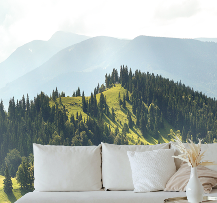 Landscape wall mural mountain forest view - TenStickers