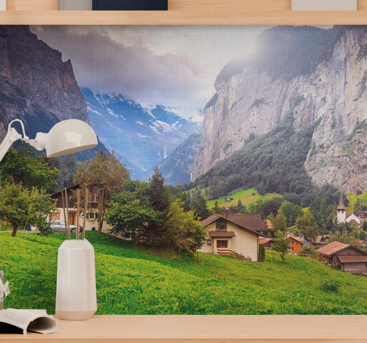 Landscape wall mural mountain valley view - TenStickers