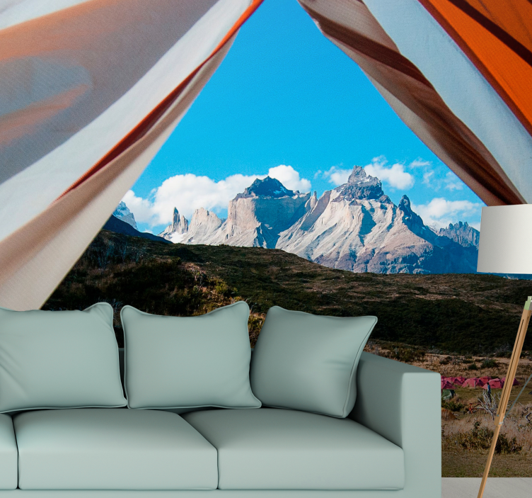 Landscape wall mural mountain view canvas - TenStickers