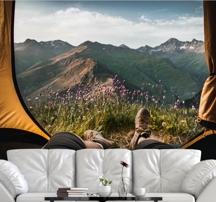 Landscape wall mural mountain view serenity - TenStickers