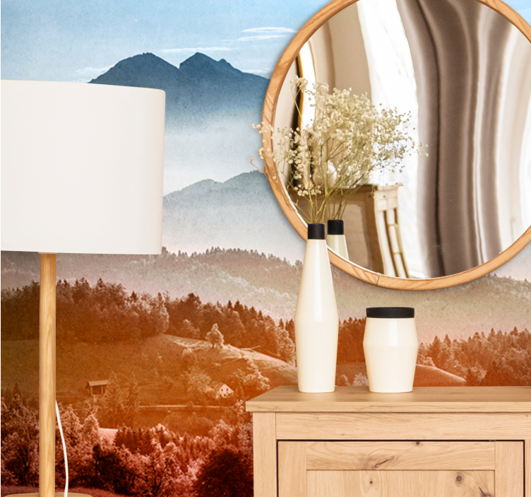 Landscape wall mural mountainous wilderness scene - TenStickers