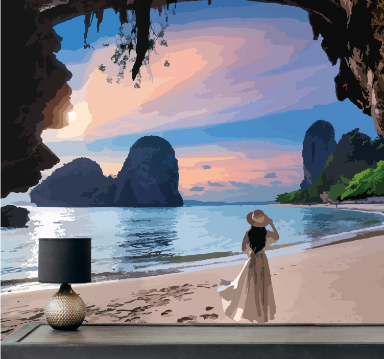 Landscape wall mural serene beach escape - TenStickers