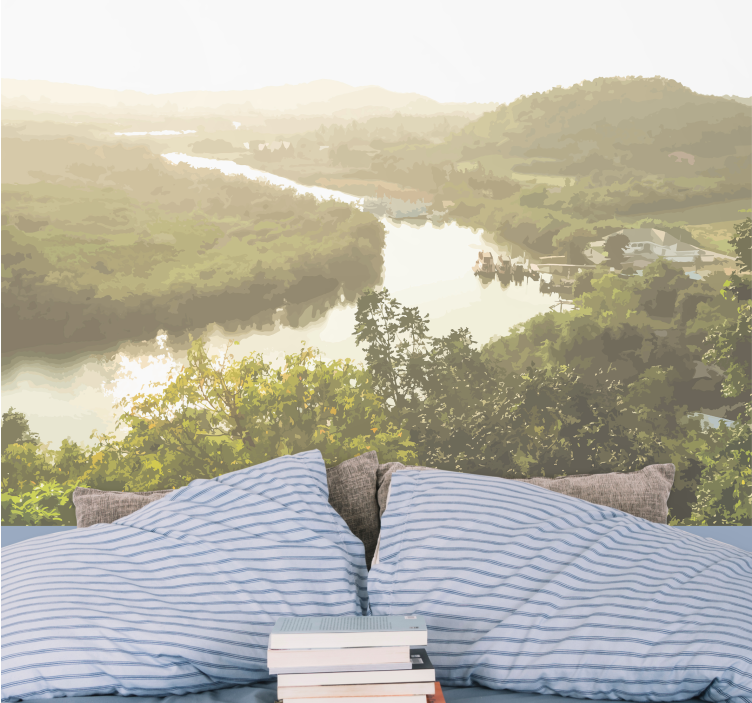 Landscape wall mural serene river view - TenStickers
