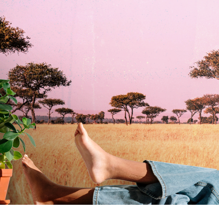 Landscape wall mural serene savanna landscape - TenStickers