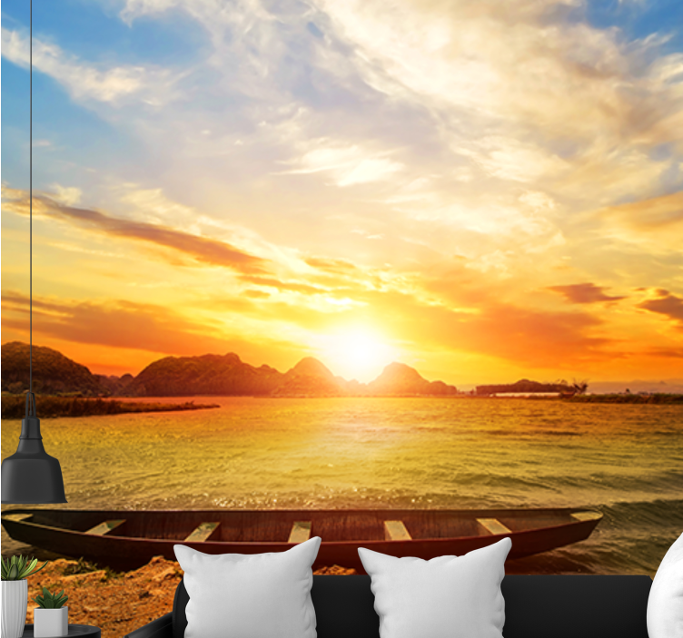 Landscape wall mural serene sunset reflection - TenStickers