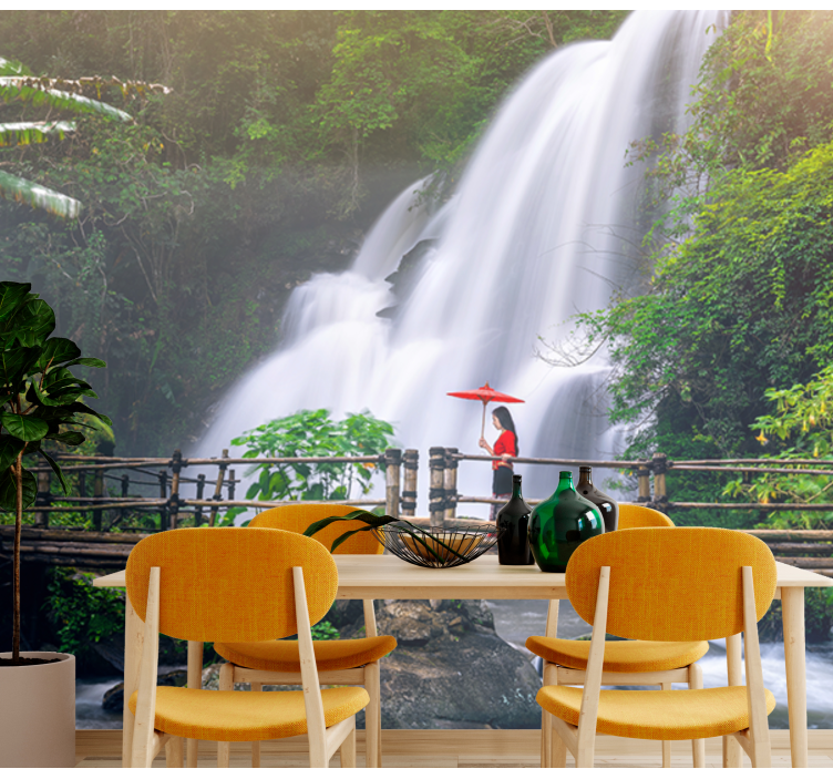 Landscape wall mural serene waterfall scene - TenStickers