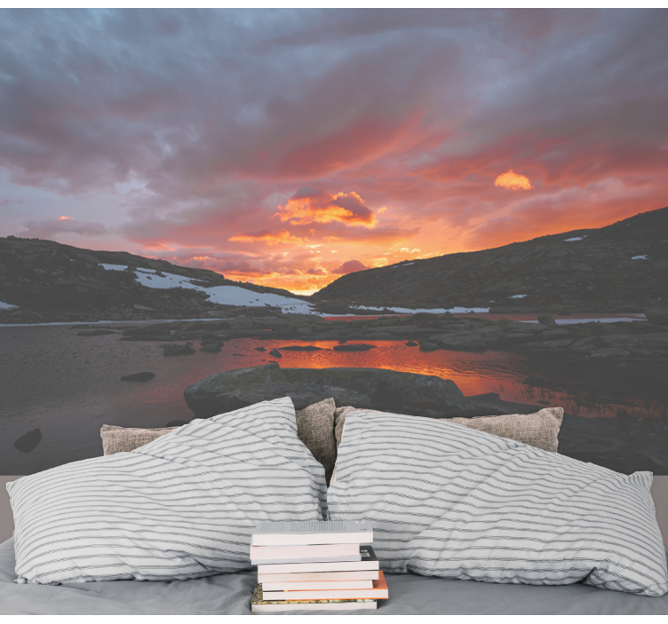 Landscape wall mural stunning sunset reflection - TenStickers