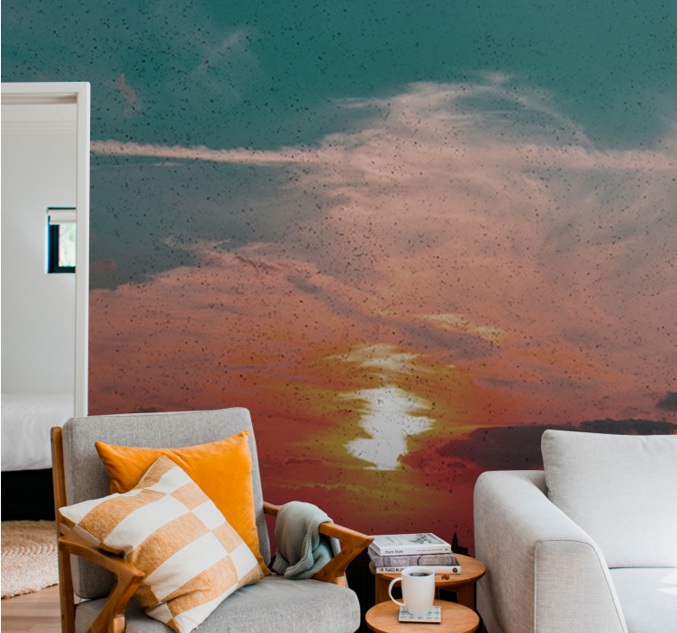 Landscape wall mural sunset over city - TenStickers