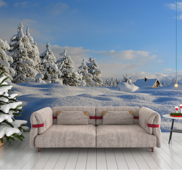 Landscape wall mural winter snowy scene - TenStickers