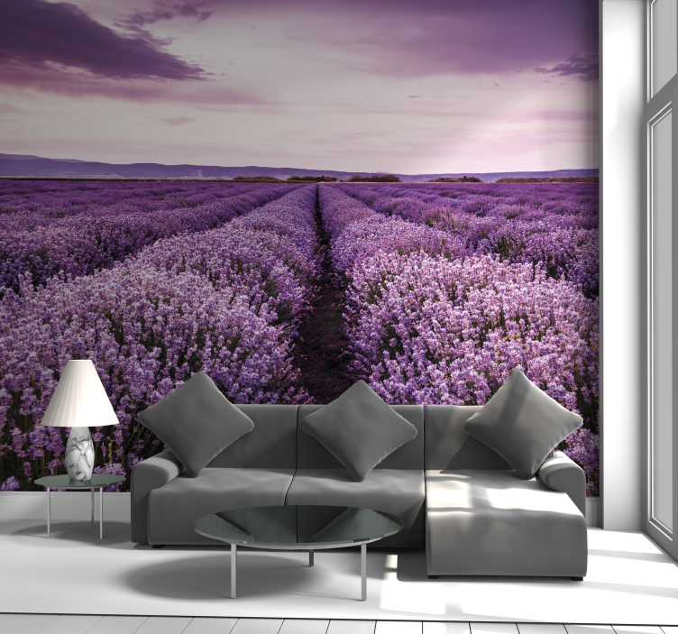 Lavender Field Serenity flowers wall mural - TenStickers