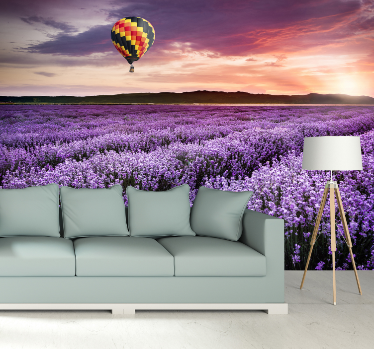 Lavender Field Tranquility flowers wall mural - TenStickers
