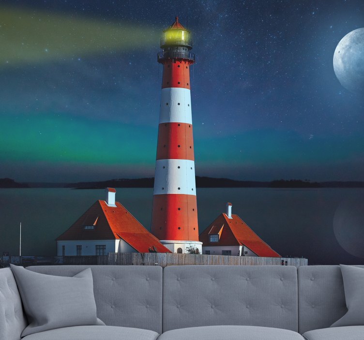 Lighthouse Night View landscape wall mural - TenStickers