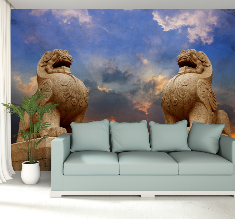 Superb stone lion wall mural - TenStickers