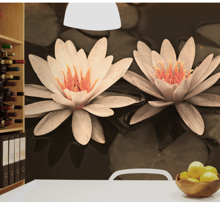 Lotus Flower Pair poppy wall mural - TenStickers