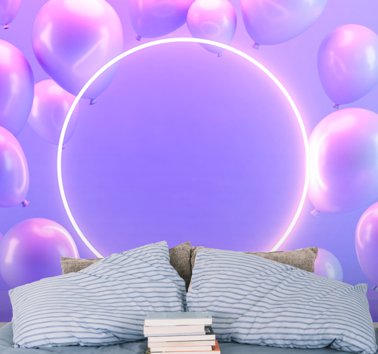 Love wall mural floating balloons circle - TenStickers