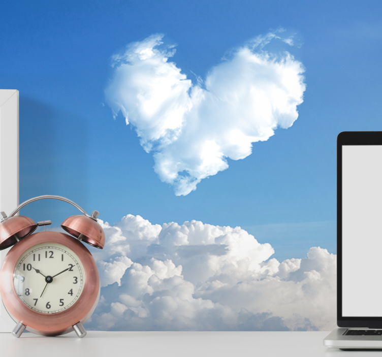 Love wall mural heart-shaped clouds - TenStickers