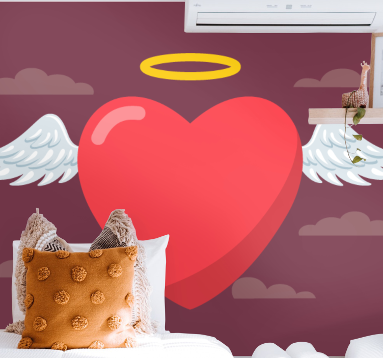 Love wall mural heart with wings - TenStickers