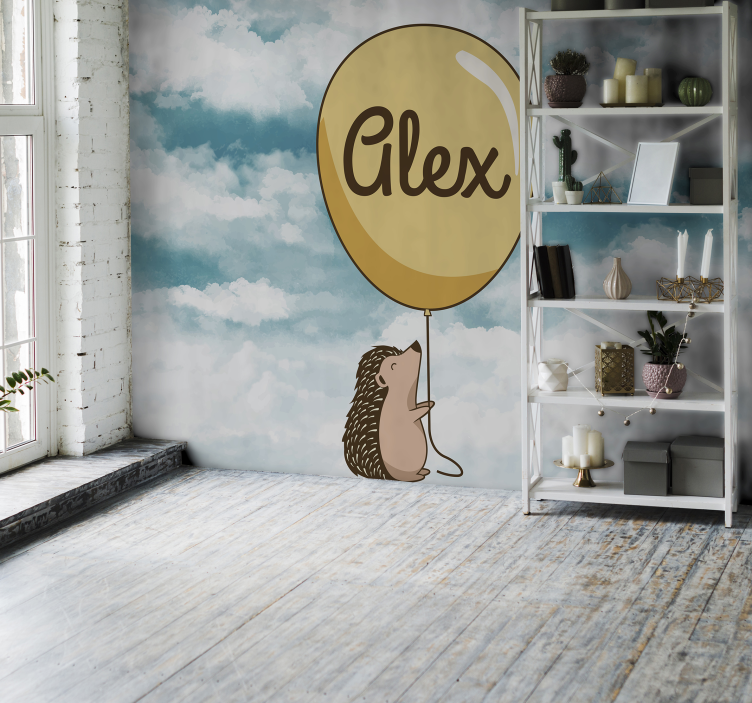 Love wall mural hedgehog balloon happiness - TenStickers