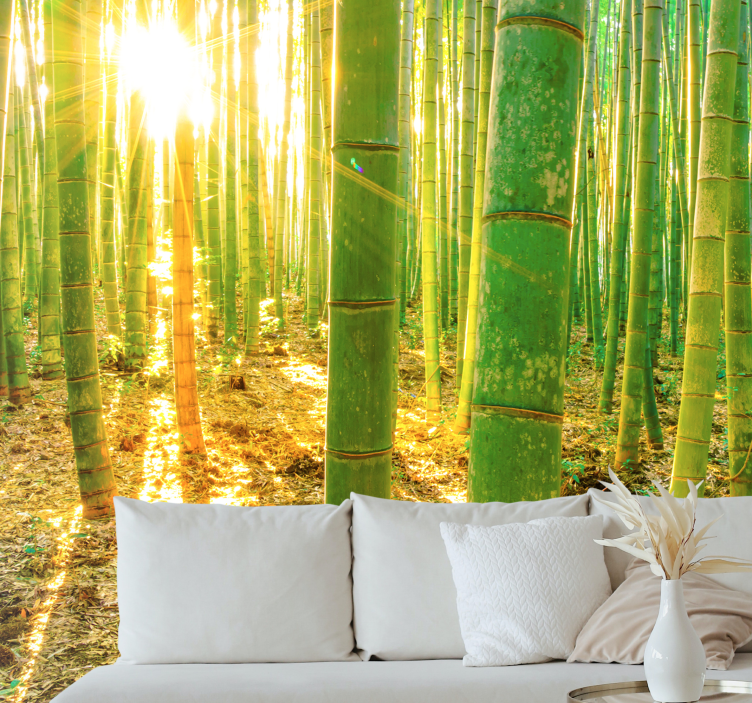 Lush Forest wall mural bamboo - TenStickers