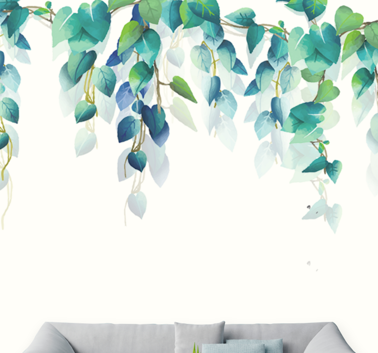 Lush Green Vines living room wall mural - TenStickers
