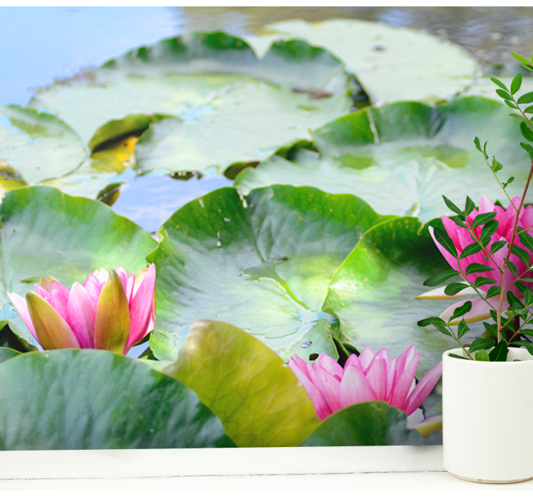 Lush Pink Lilies flowers wall mural - TenStickers