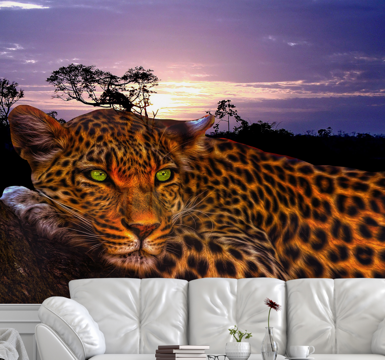 Majestic Leopard Gaze wall mural lion - TenStickers